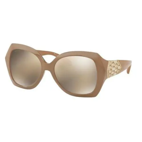 Bvlgari Square Sunglasses BV8182B 11215A 55MM Beige Frames Brown Lenses