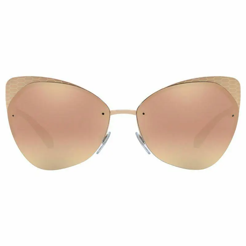 Bvlgari Cat Eye Women`s Sunglasses W/grey Rose Gold Mirrored Lens BV6096-20134Z