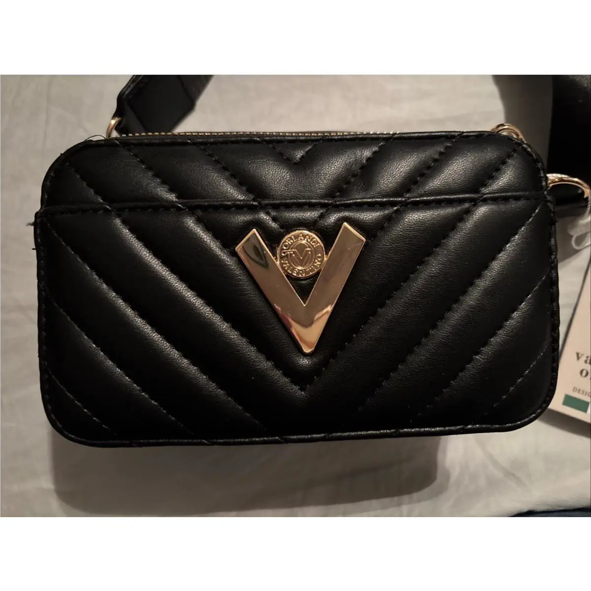 Valentino Orlandi Black Quilted Leather Crossbody Bag 2 Pocket