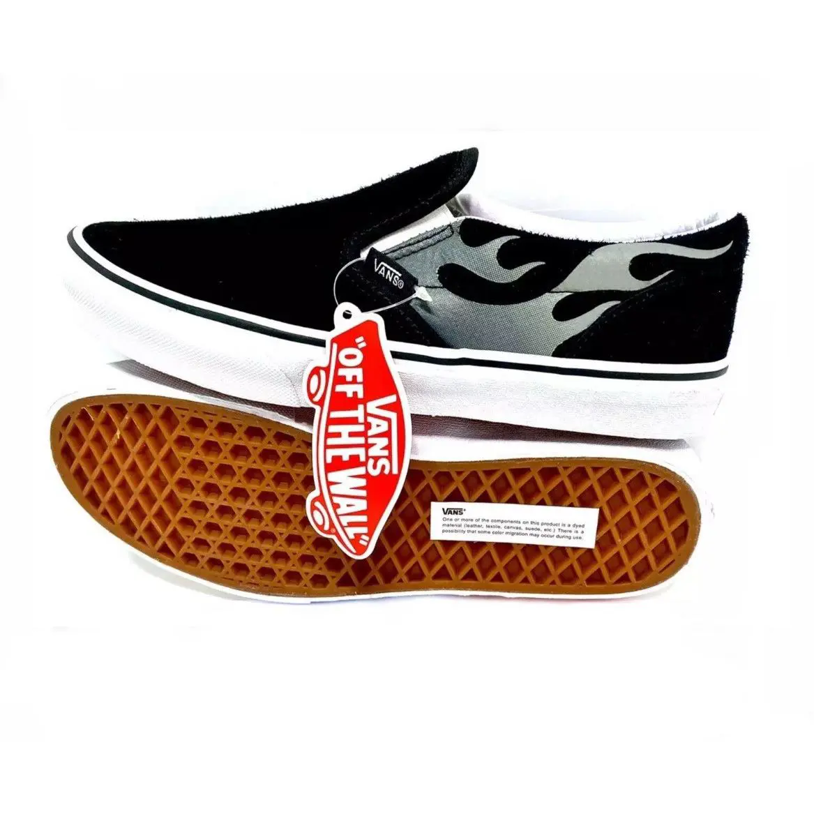 Vans shoes - Vans Slip On Black Suede Flame - Black With Silver Flames (UPC: 0194113597585) 5