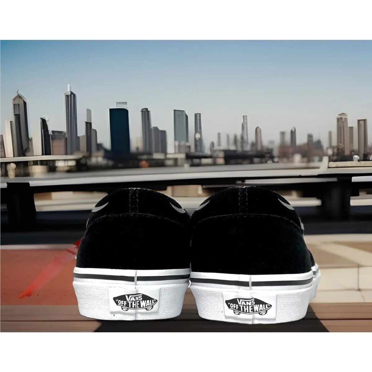 Vans shoes - Vans Slip On Black Suede Flame - Black With Silver Flames (UPC: 0194113597585) 2