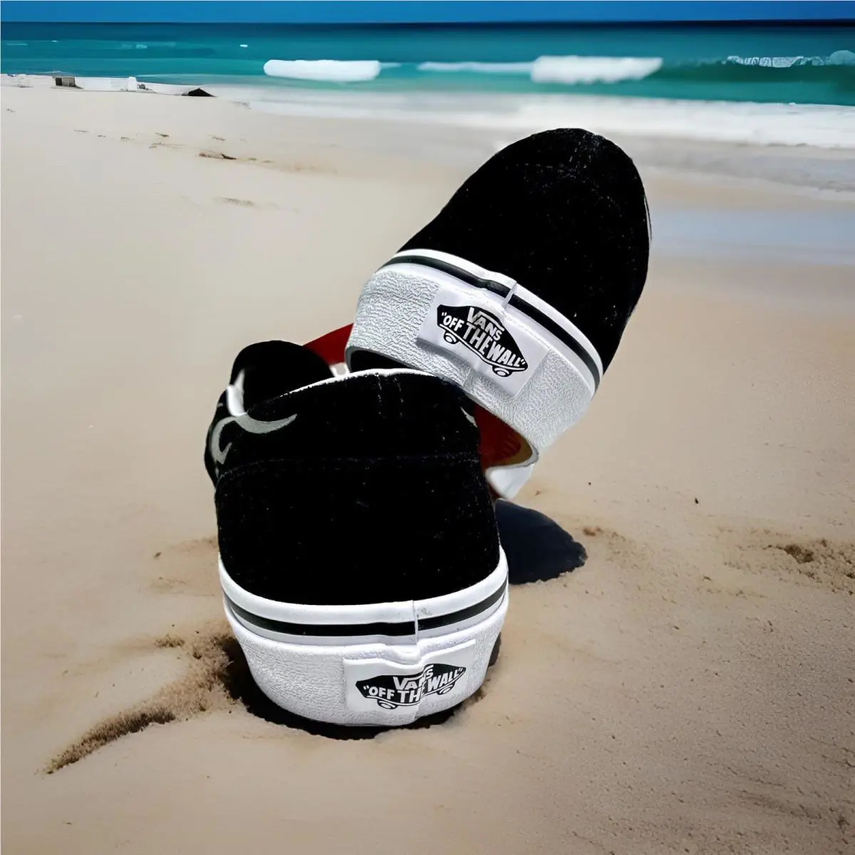 Vans shoes - Vans Slip On Black Suede Flame - Black With Silver Flames (UPC: 0194113597585) 3