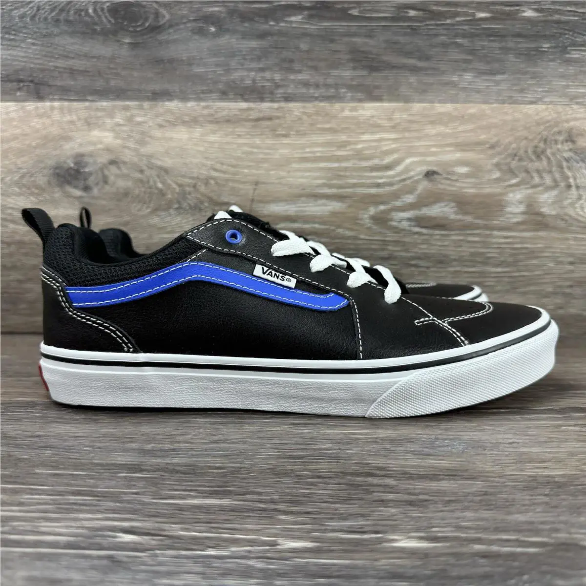 Vans Filmore Shoes Men Shoes Sneakers Leather Black Blue Lace up Size 7