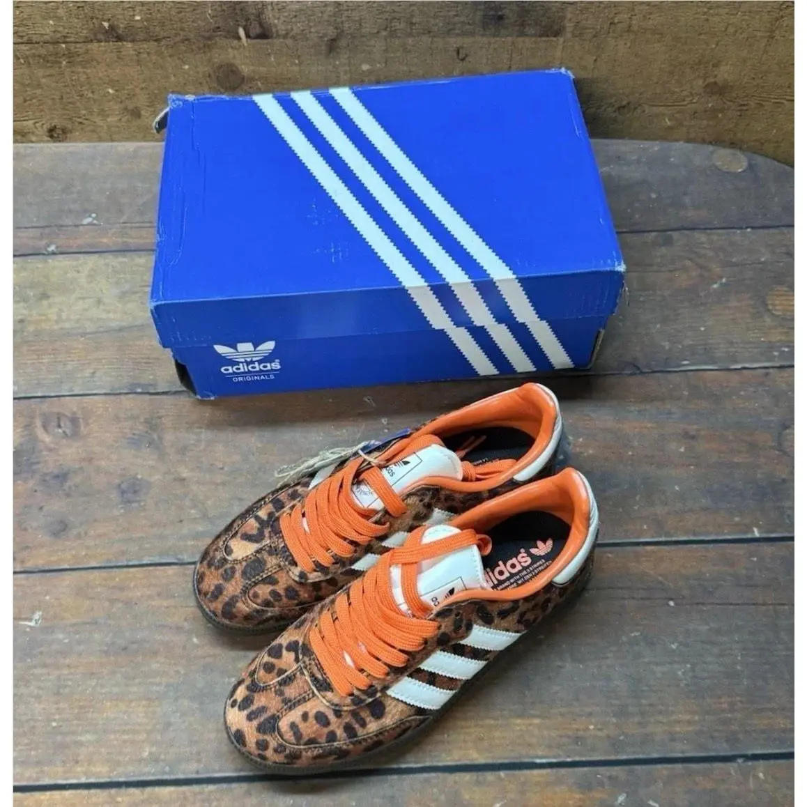 Adidas Samba OG Size 4 Brown Leopard Pony Hair Sneakers JI2734