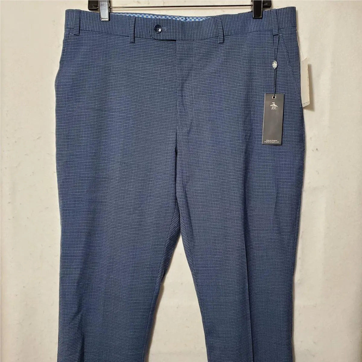 Penguin Pants Men`s 36X32 Dress Pants Blue Checkered Wool Blend