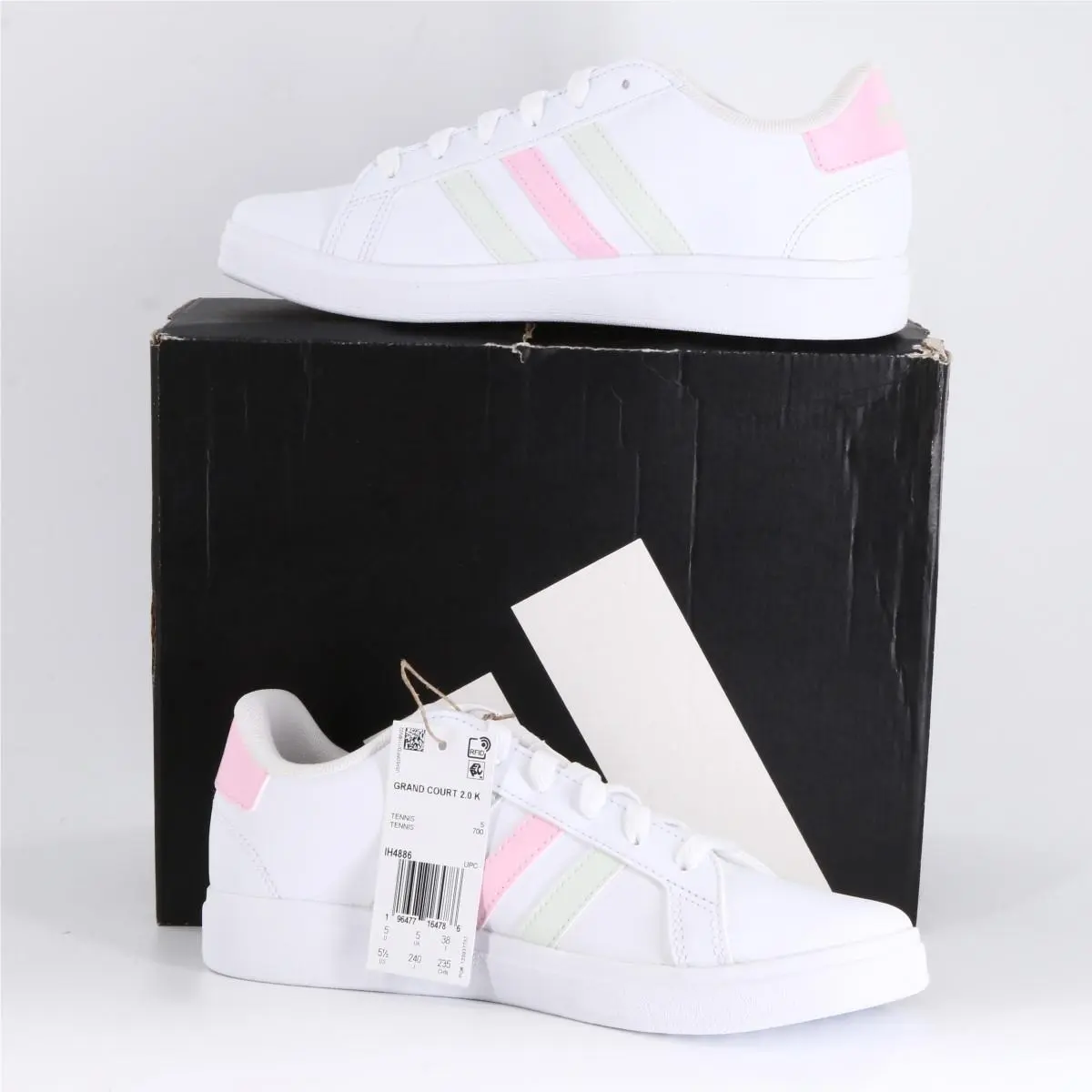 Adidas Grand Court 2.0K IH4886 White Women Tennis Sneakers Size 5.5 FPP009189