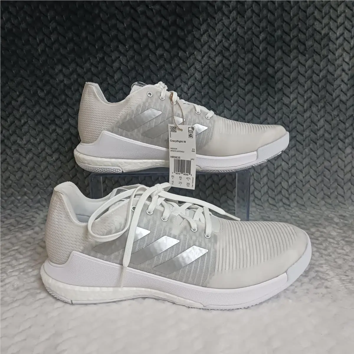 Adidas Crazyflight Volleyball Women`s Shoes White Silver Grey HR0635 Size 10