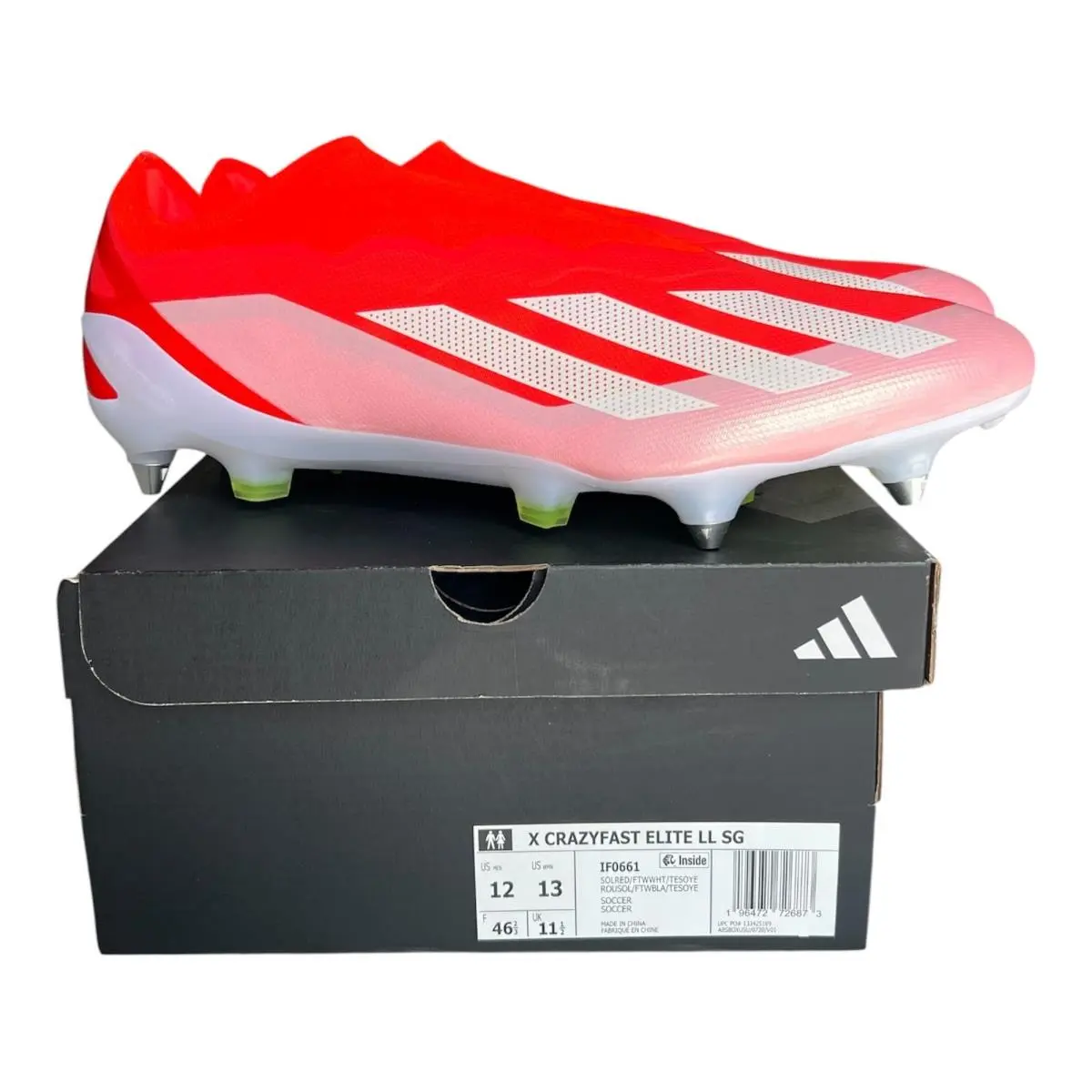 Adidas X Crazyfast Elite LL SG Size 12 Men`s Soccer Cleats Solar Red IF0661 Nby - Red
