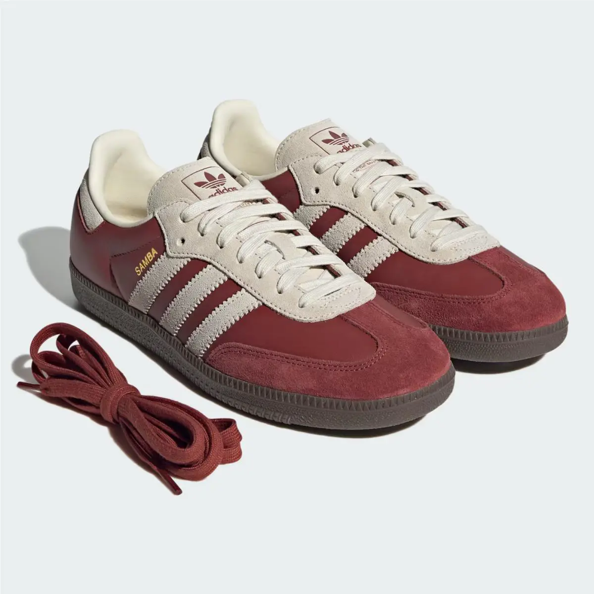 Adidas Samba OG Low Leather Sneaker Men Shoes Preloved Ruby/cream/ Size 11.5