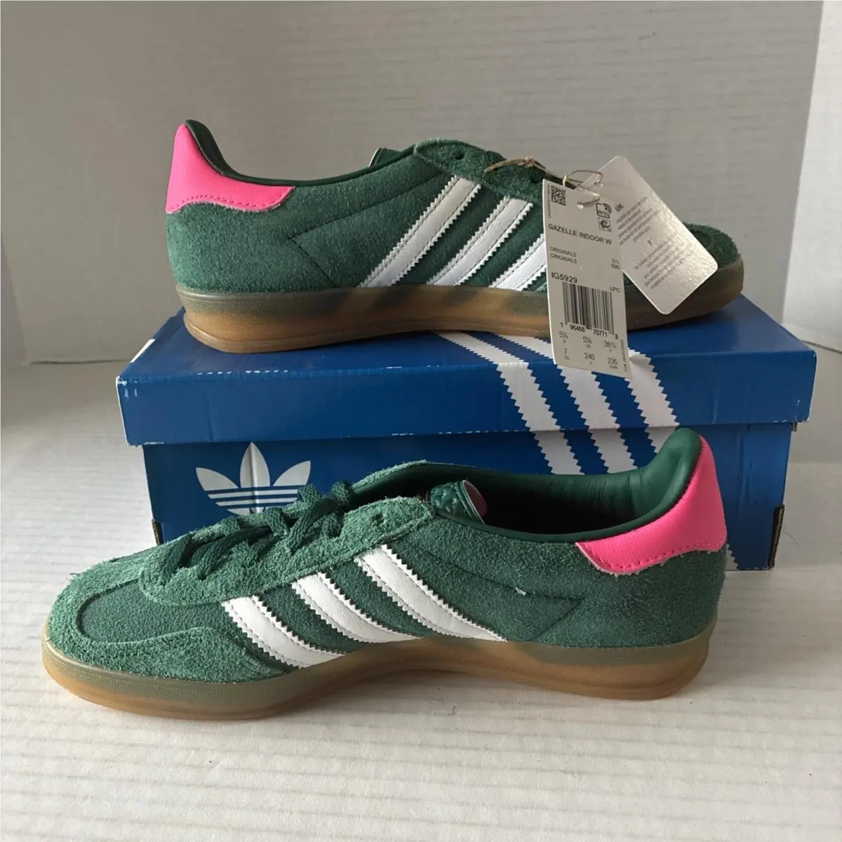 Women’s Adidas Gazelle Indoor Collegiate Green/pink IG5929 SZ 7