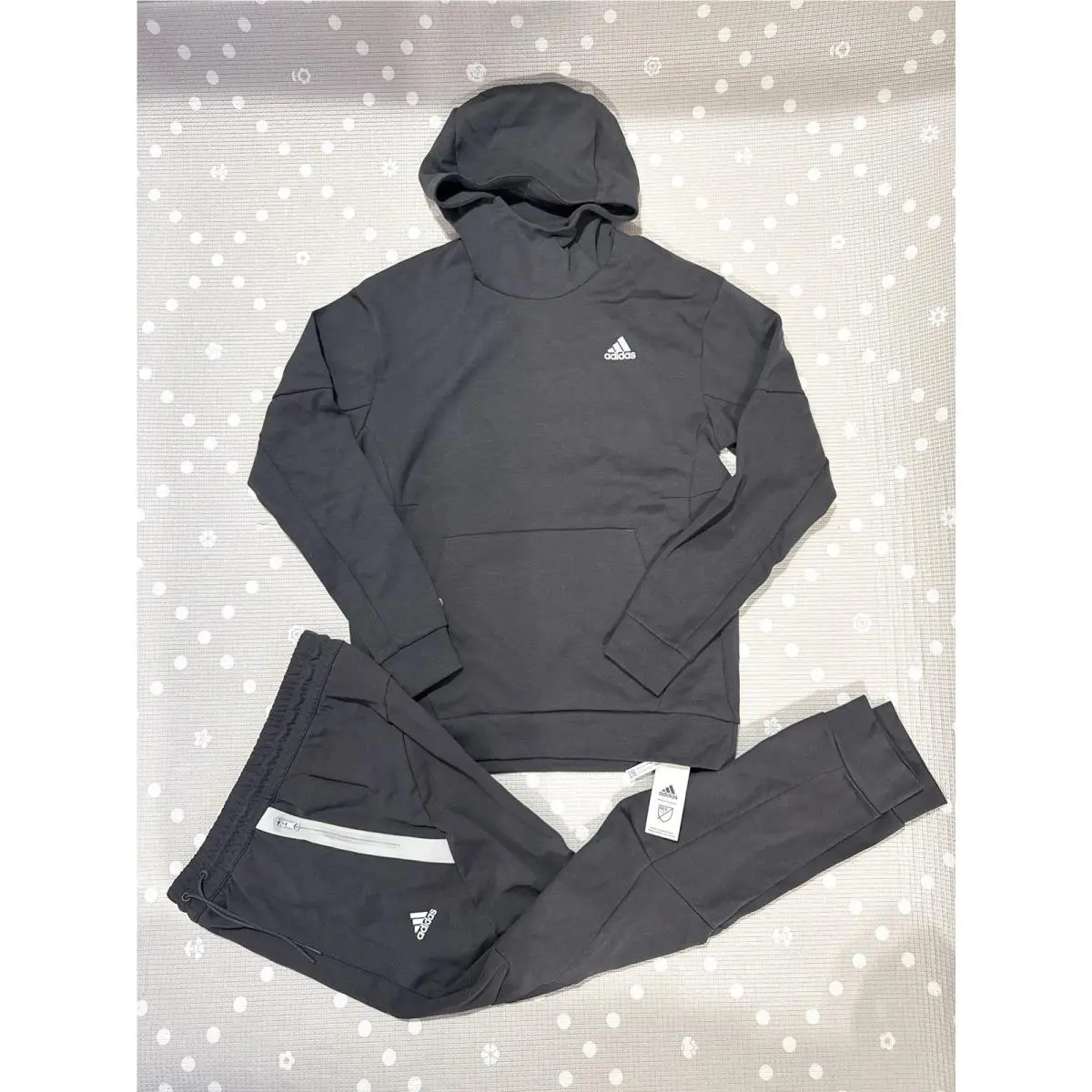 Set 2pcs Adidas Mls Dark Gray Hoodie KE2090 KE2093 Trv Hoodie Pants Men Size M