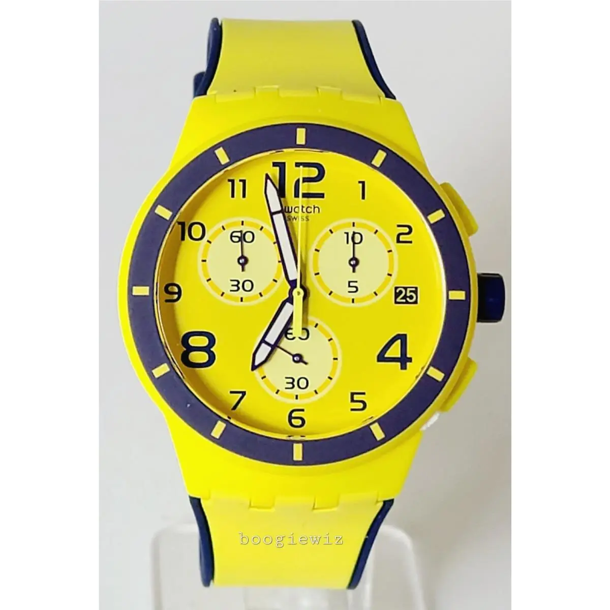 Swiss  Chrono Solleore Yellow and Navy Date Sports Men`s Watch SUSJ40 by Swatch
