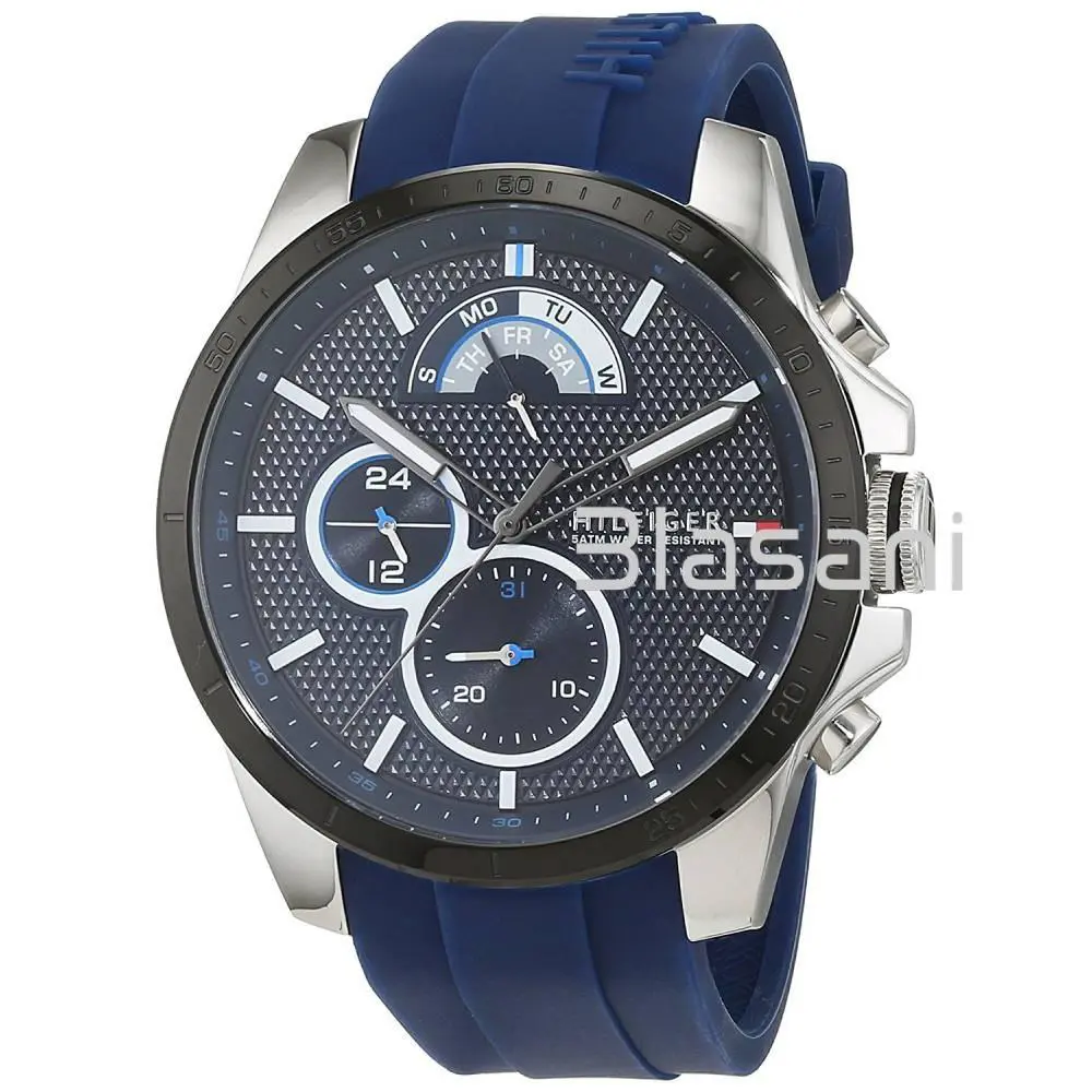 Tommy Hilfiger 1791350 Men`s Blue Silicone Band Watch 46mm