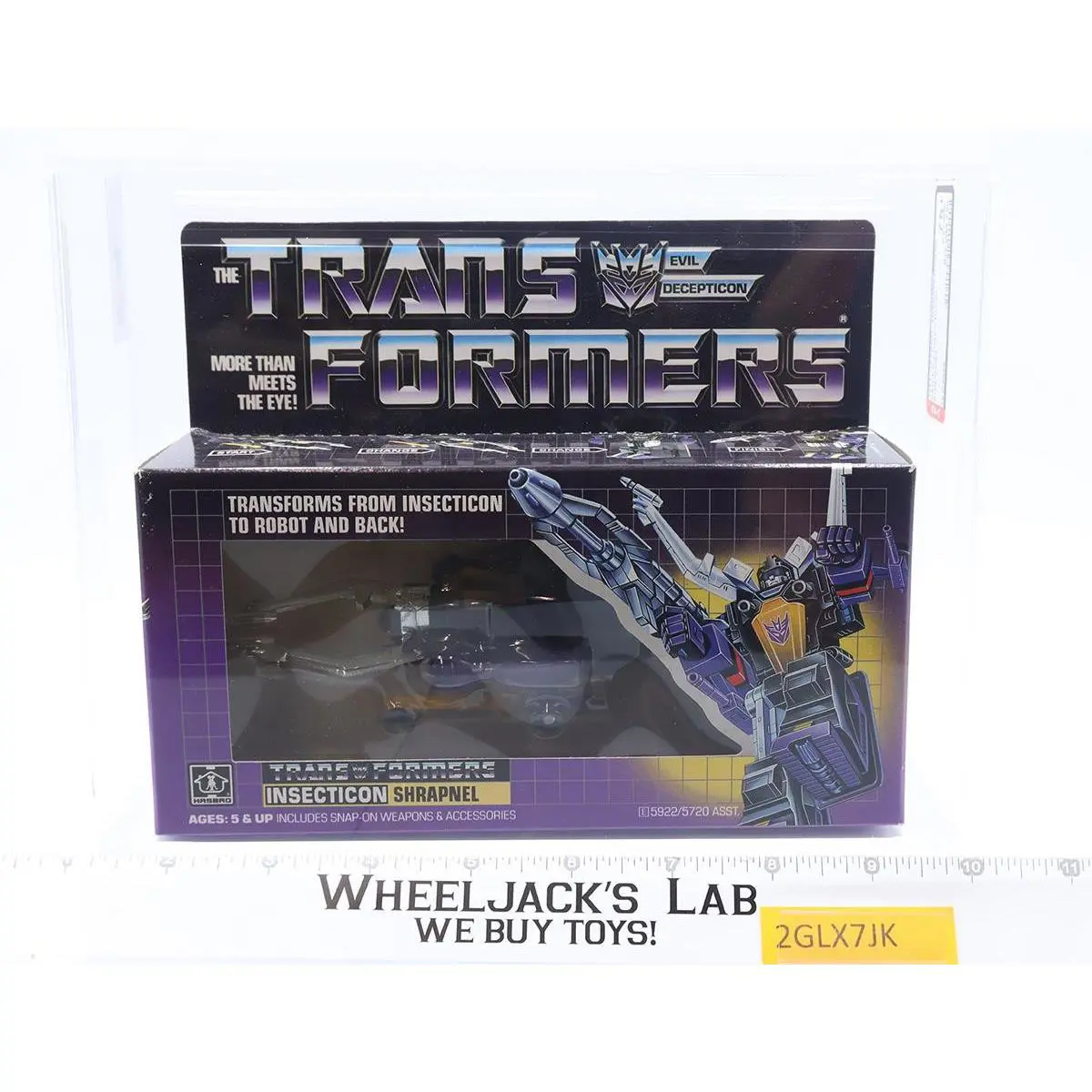 Shrapnel Afa Graded 75+ 75/85/90 G1 Transformers Hasbro Tape Seal No Color Break