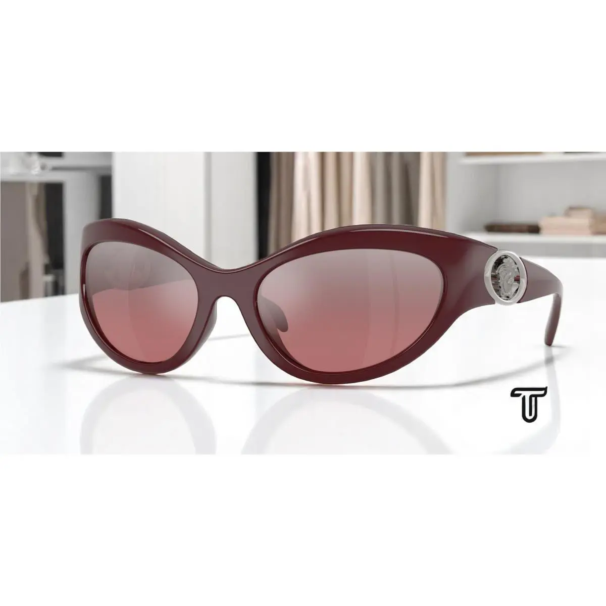 Versace VE4485 54877E Burgundy Pink Mirror Silver Gradient 59mm Women Sunglasses