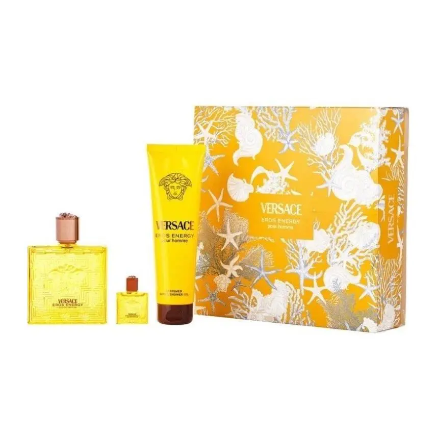 Versace Eros Energy 3pc Gift Set with 3.4+0.17oz Edp+5oz S/g