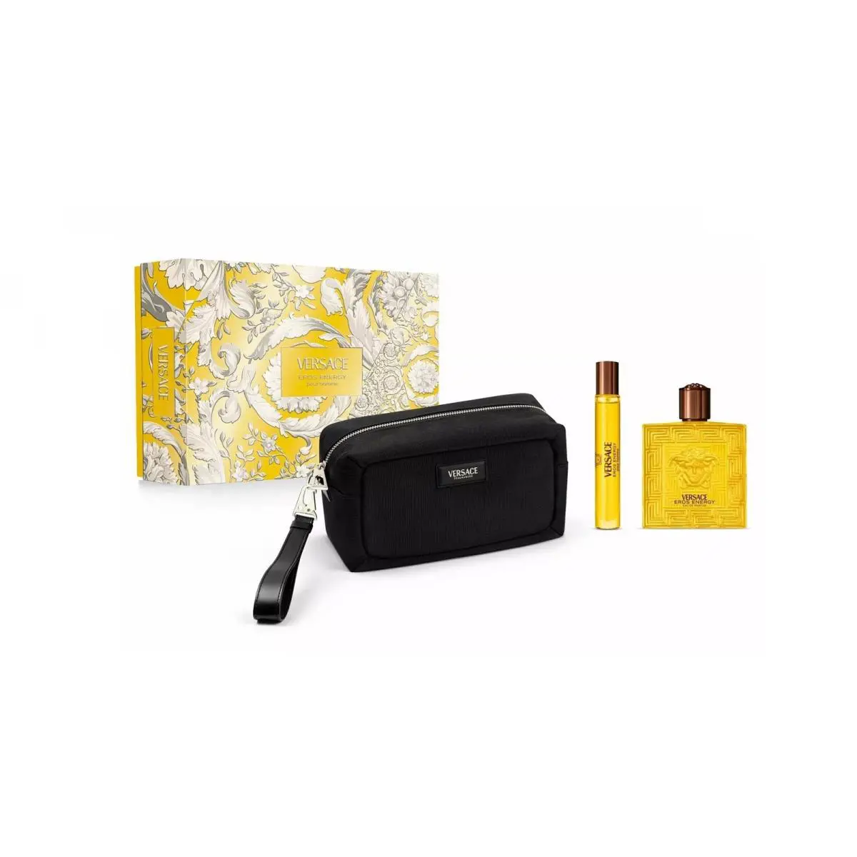 Versace Eros Energy Pour Homme 3.4 oz Edp Spray+ Travel Spray+ Bag Set