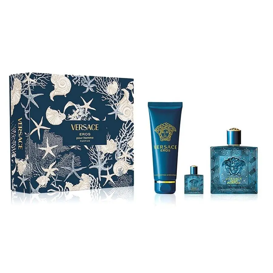 Versace Eros Men 3 PC Gift Set _ 3.4 OZ Edt + 5 OZ Shower Gel + 0.17 OZ Edt Mini