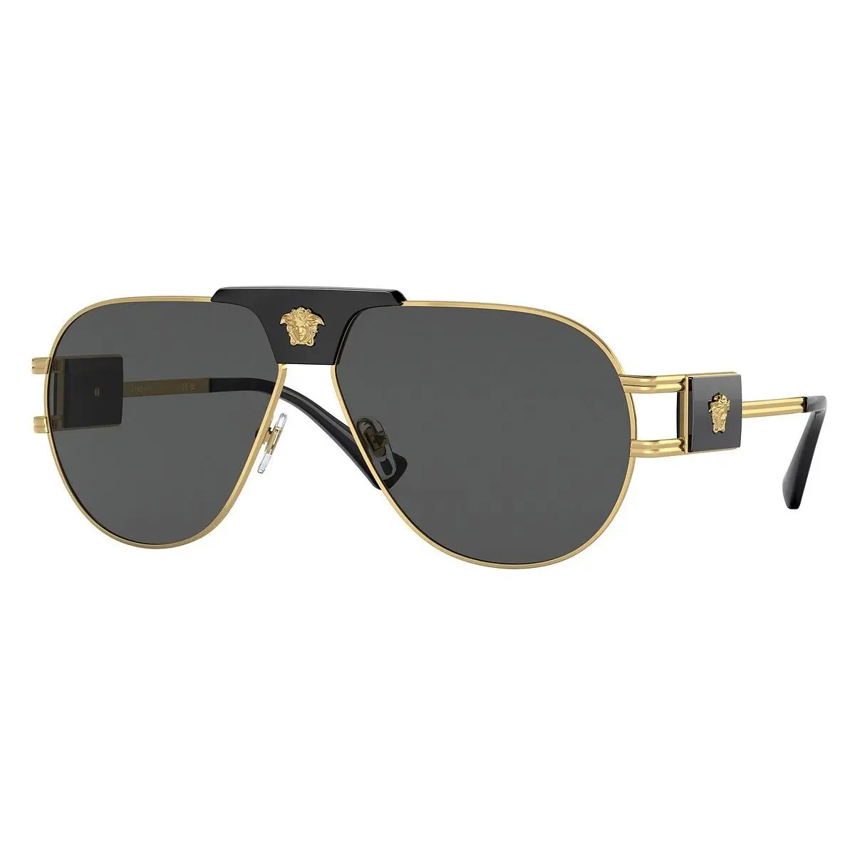 Versace Pilot Man Sunglasses 0VE2252 100287 63mm Gold - Dark Grey Lens