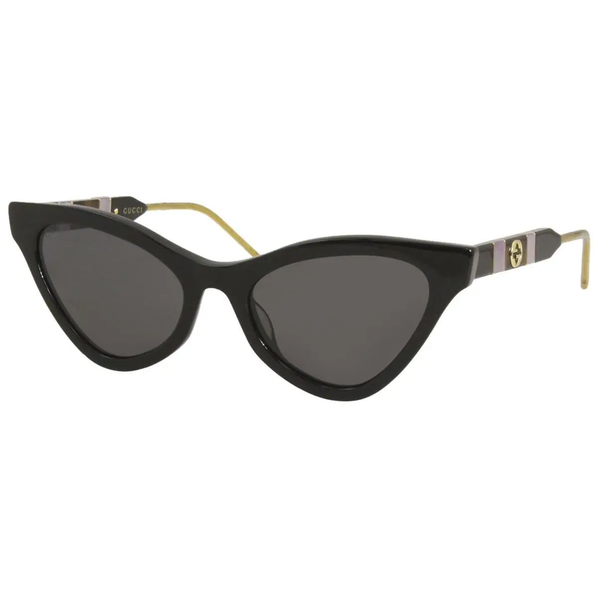Gucci GG0597S 001 Sunglasses Women`s Black-pink/grey Lenses Fashion Cat Eye 55mm