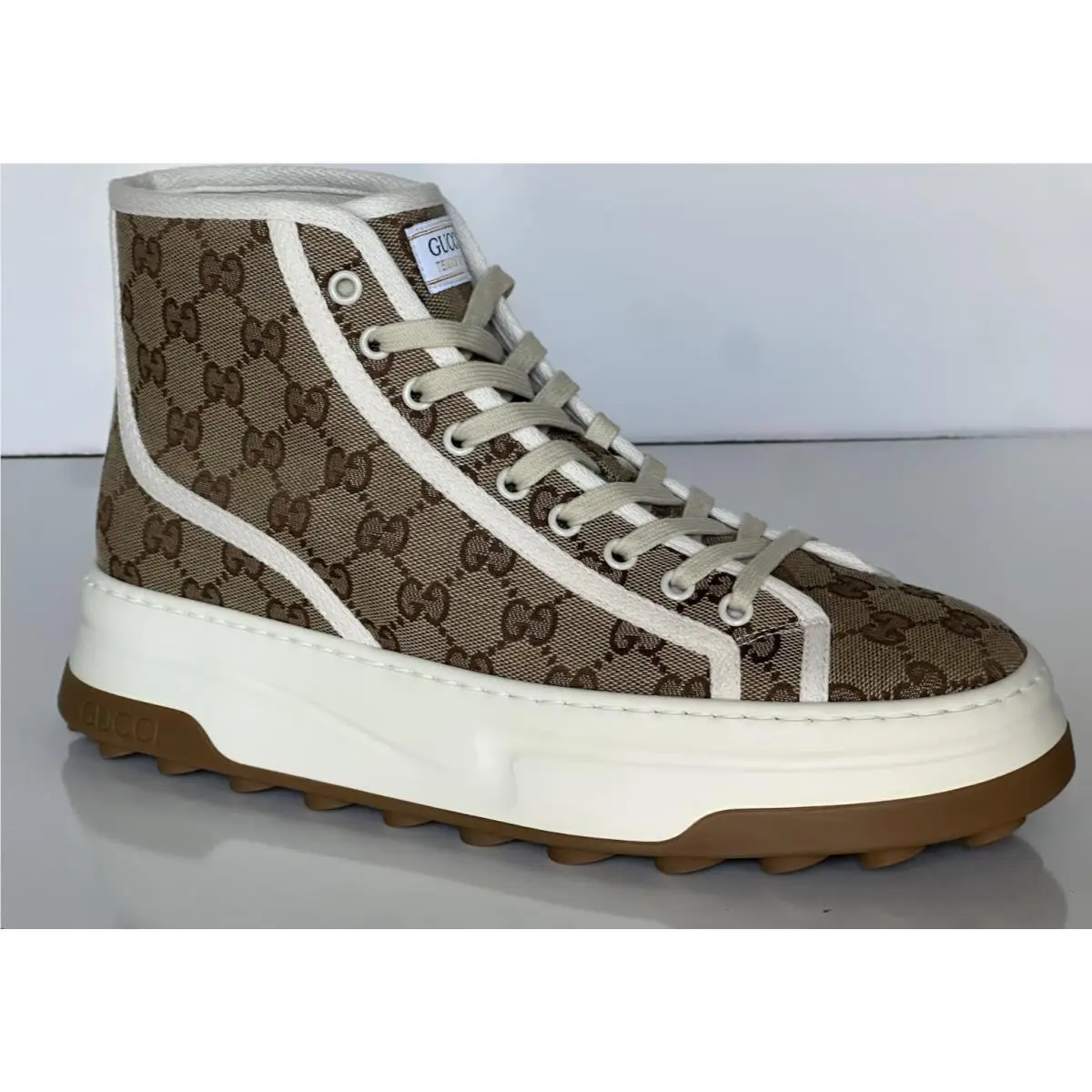 Men’s GG High Top Fabric Beige Sneakers 11.5 US  11 IT 745999 by Gucci