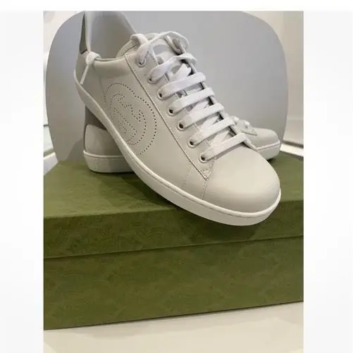 Men`s  Ace Leather White Sneakers Shoes Size 9.5G/10 US EU 44 by Gucci