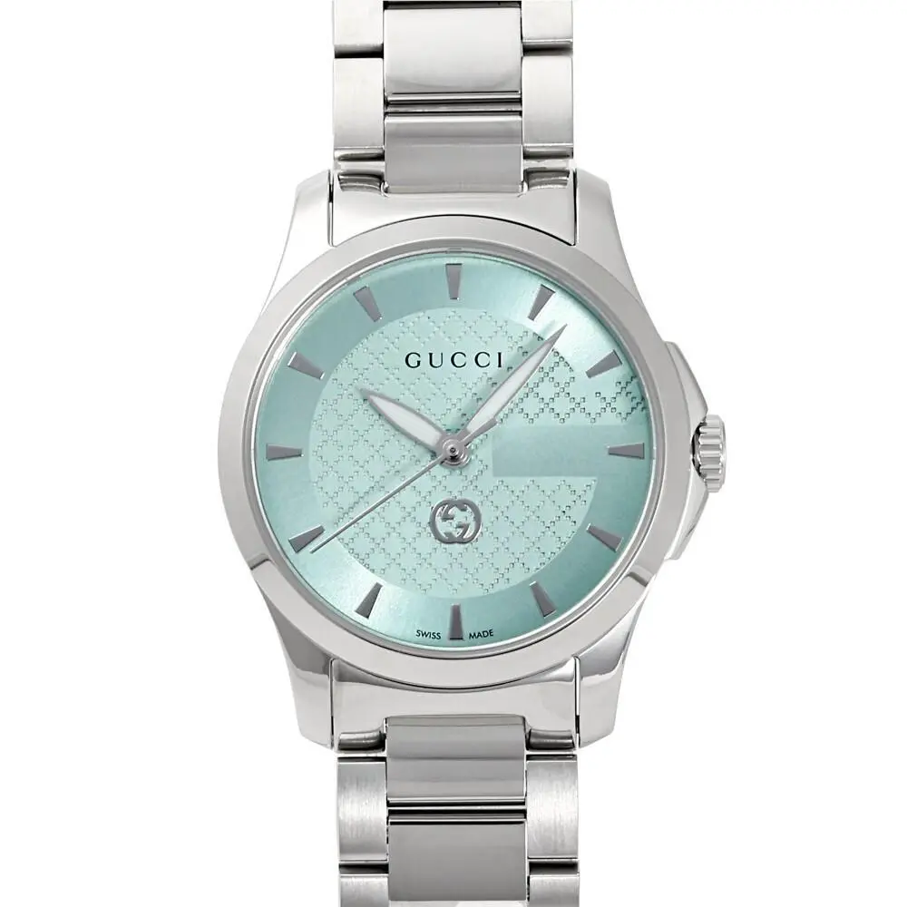 G-timeless Quartz Turquoise Dial Stainless Steel Women`s Watch YA1265051 by Gucci