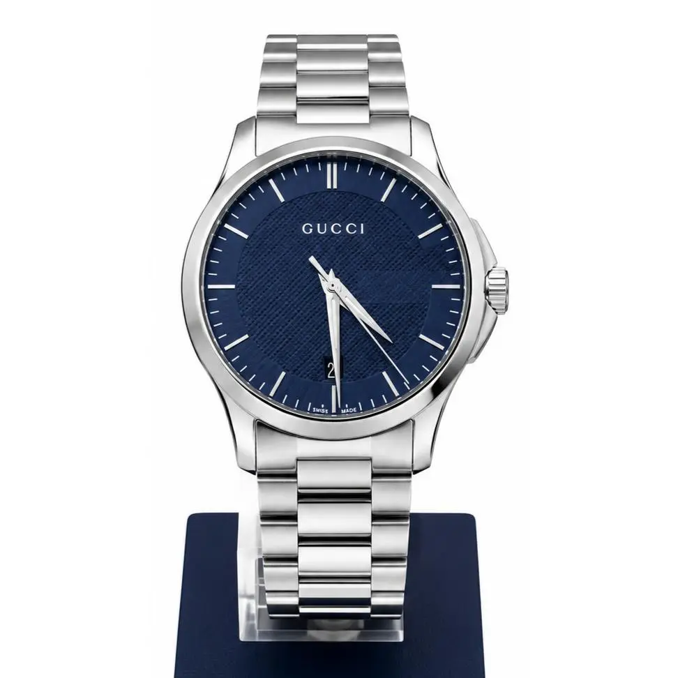 G-timeless YA126440 Blue Dial 38mm Quartz Men`s Watch by Gucci