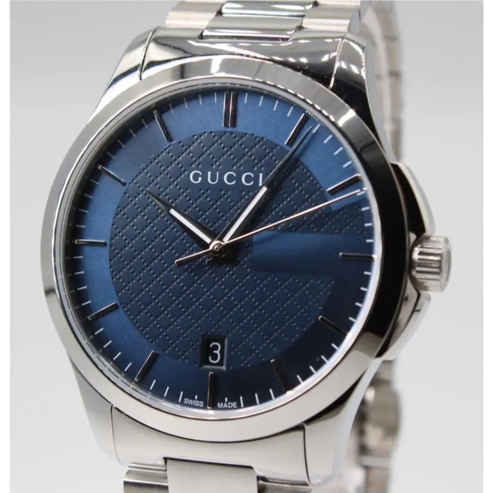 G-timeless 38 MM YA126440 Blue Dial Quartz Men`s Watch by Gucci