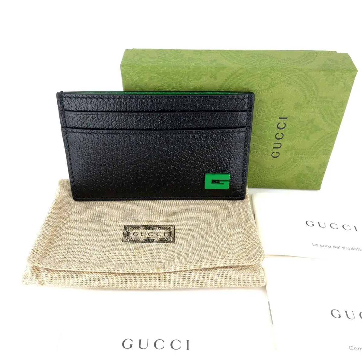Gucci G Detail Black Leather Card Holder