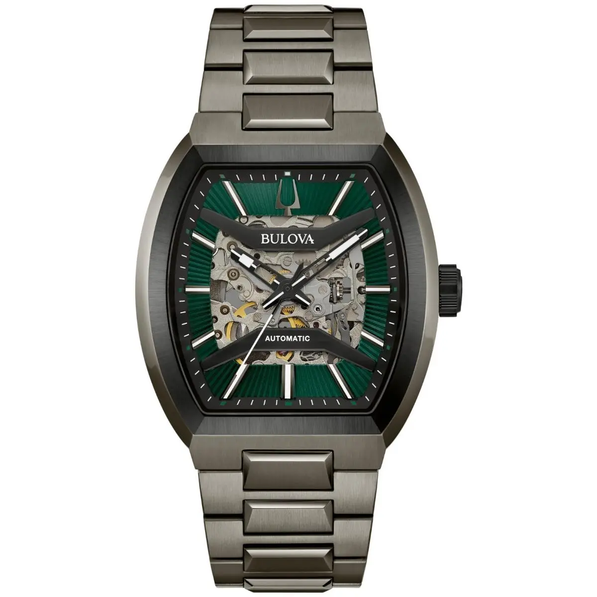 Bulova Maquina Automatic Skeleton Green Dial Mens Watch 98A321