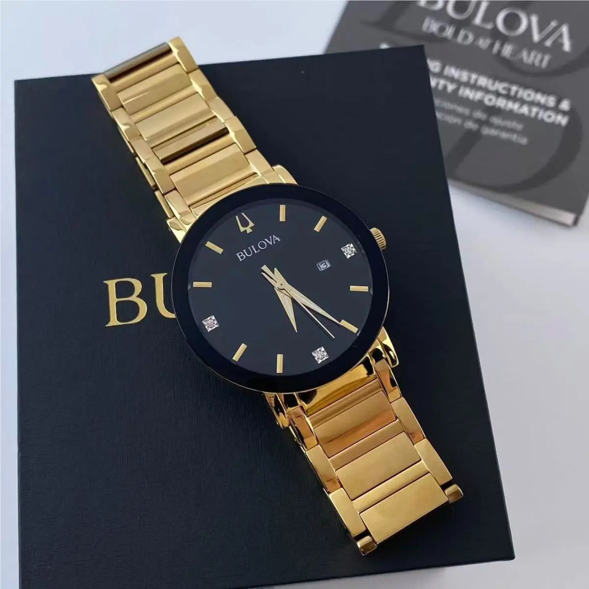 Bulova 97D116 Modern Futuro Black Diamond Dial Men`s Quartz Watch 42mm