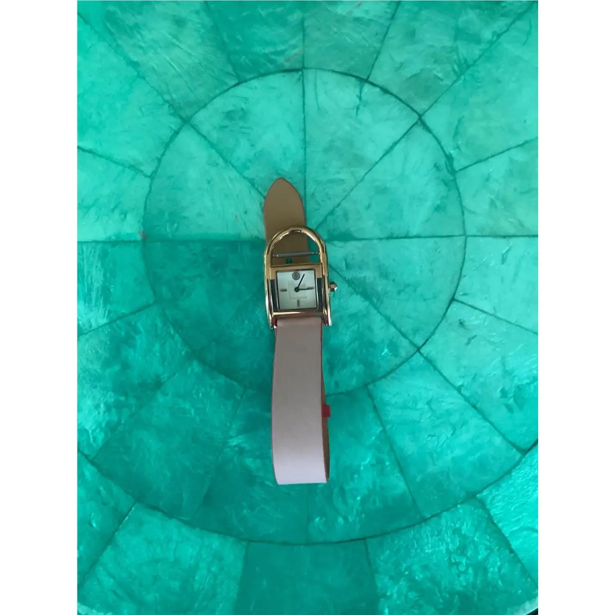 Tory Burch Womens Watch TBW7502 Pink Gold Case W/leather Band Red/pink/tan