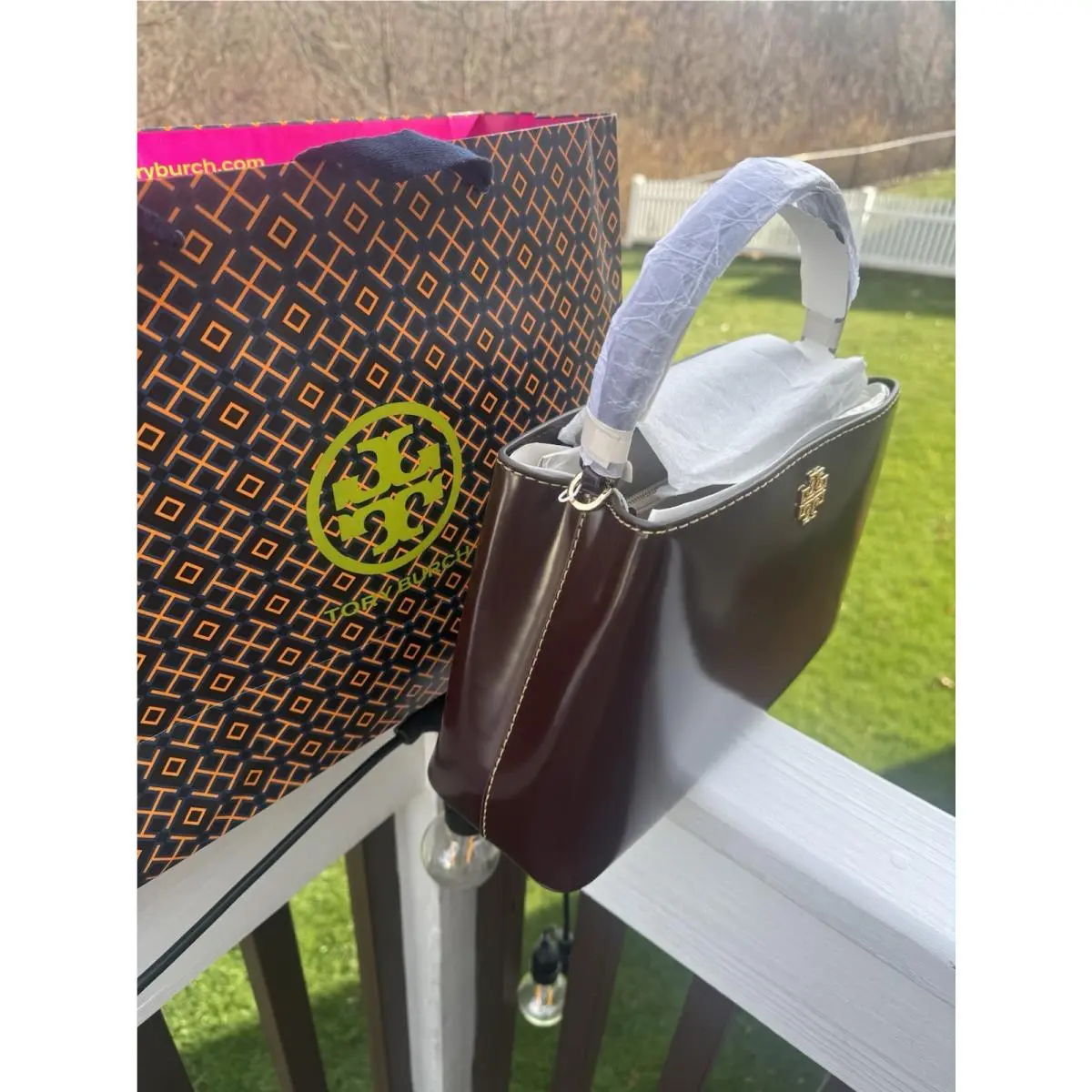 Tory Burch Britten Smooth Satchel Tempranillo /chocolate Brown Retail