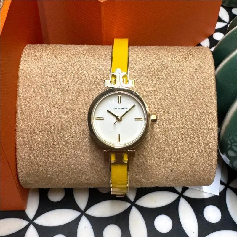 Kira Gold Plated Yellow Enamel Bangle Bracelet Watch TBW1404 by Tory Burch