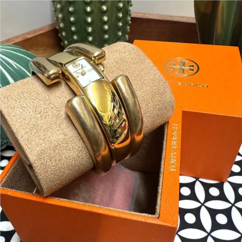 Gold Tone Puzzle Bangle Bracelet Watch TBW5030 by Tory Burch