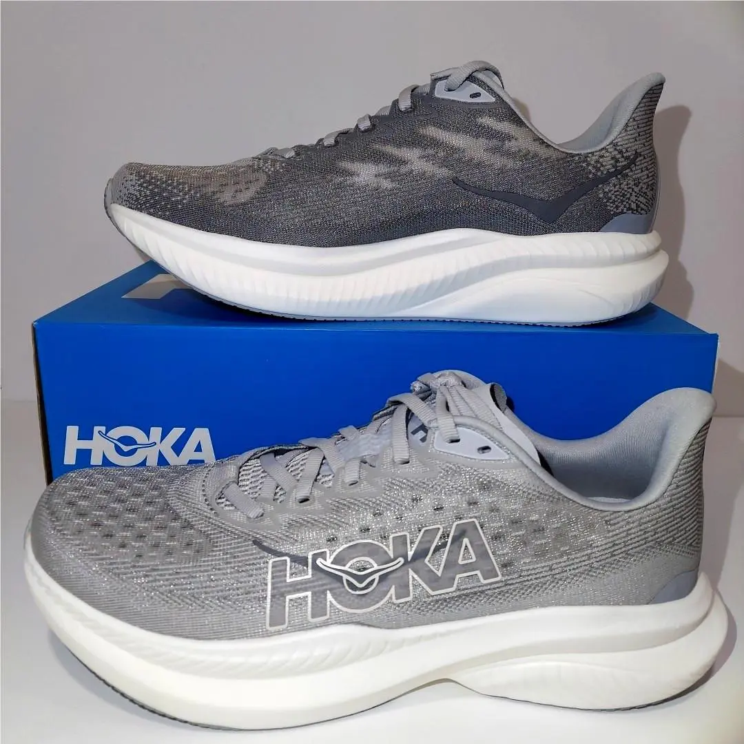Hoka One One Mach 6 Stardust Gray White Running Shoes Men`s Sizes 9