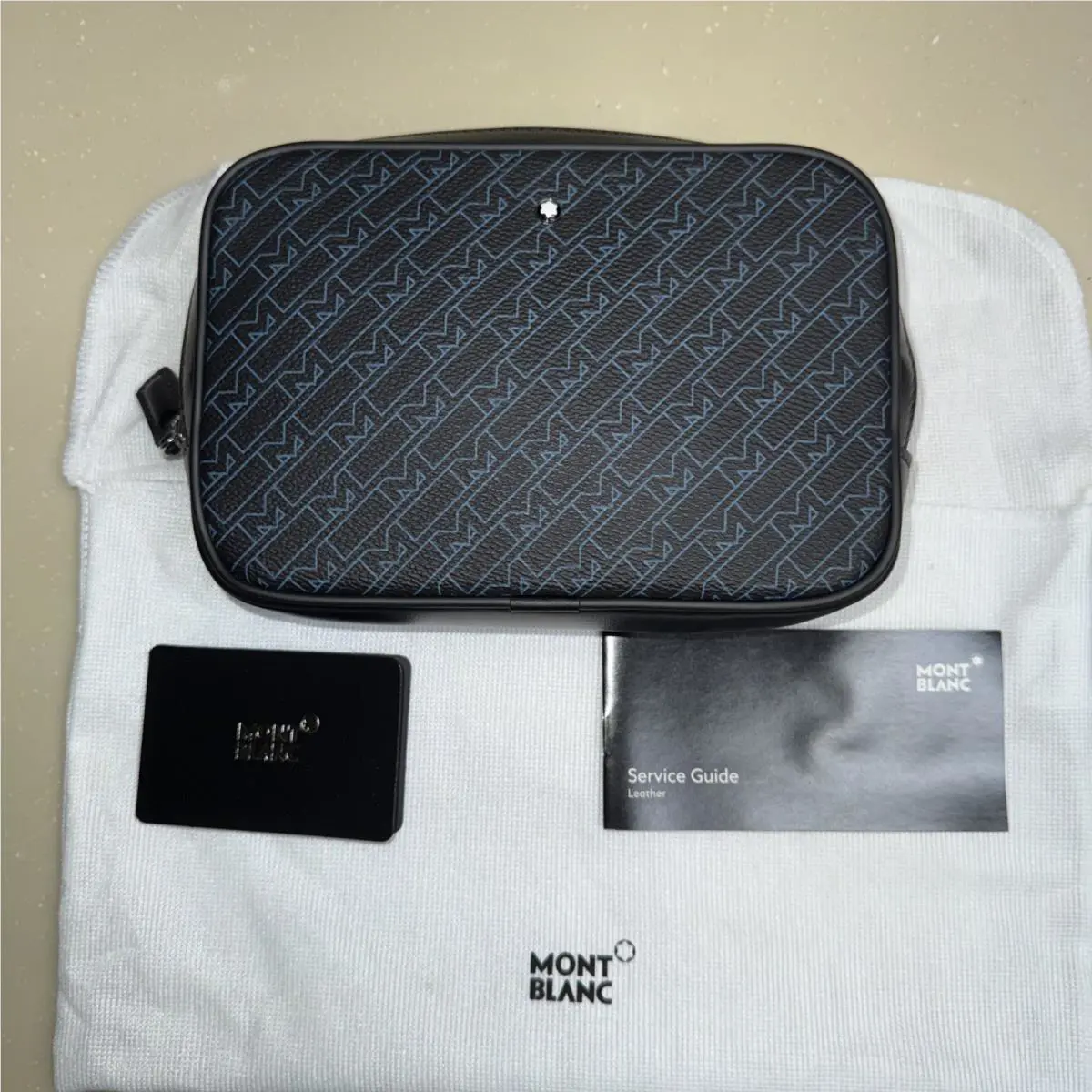 Montblanc Black and Blue Monogram Travel Pouch
