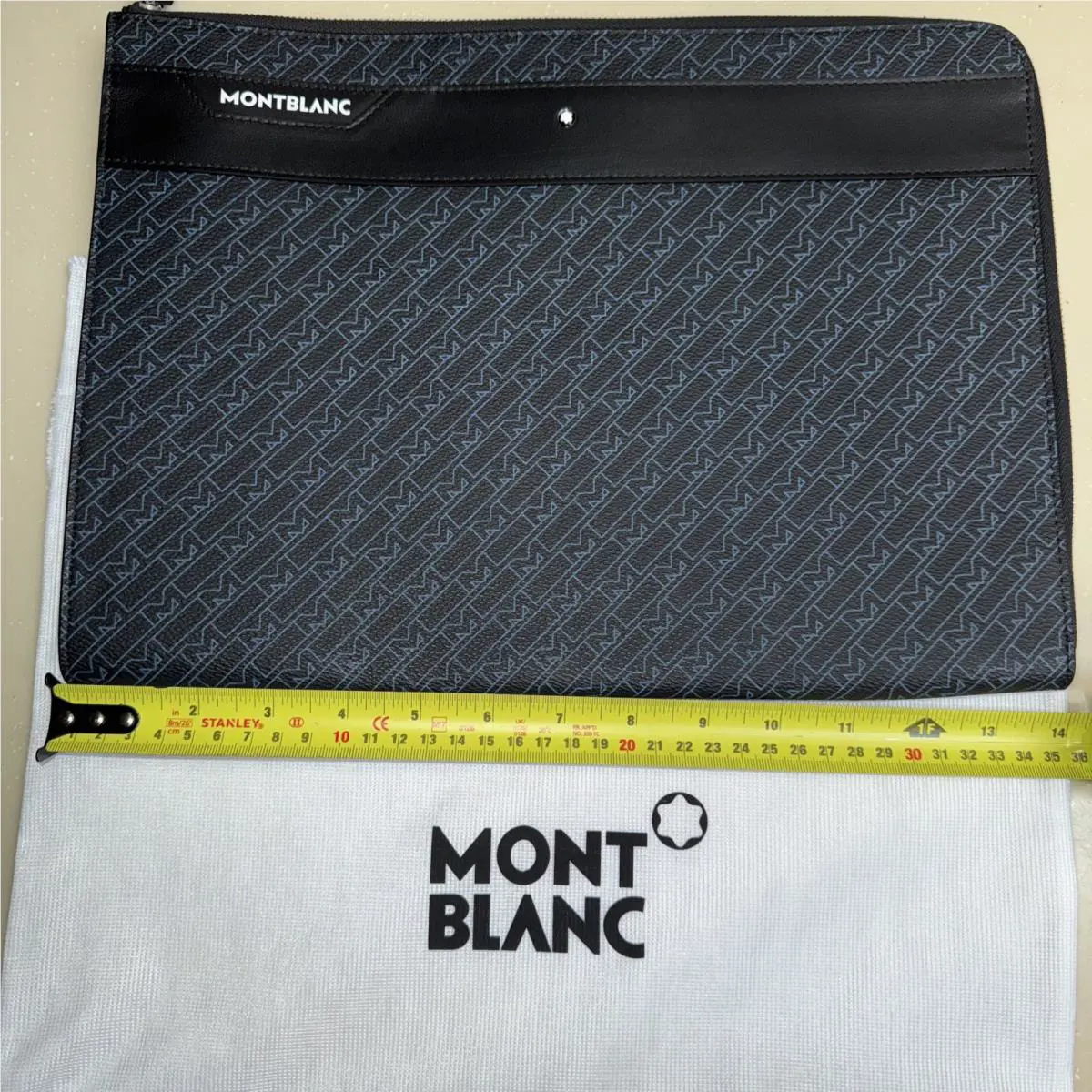Montblanc Black Embossed Leather M_gram 4810 Large Pouch Monogram