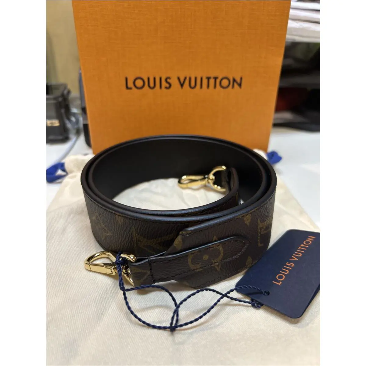 Louis Vuitton Monogram Bandouliere Brown Leather Shoulder Strap J02288