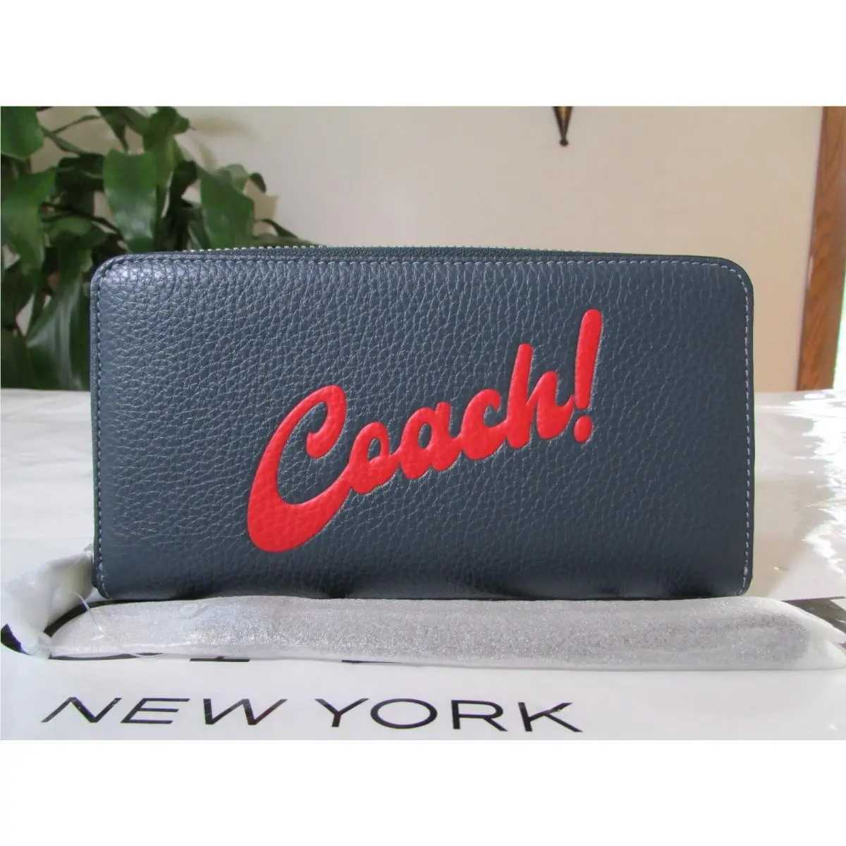 Coach Leather Coach Graphic Long Zip Around Wallet Wristlet CU381 Denim