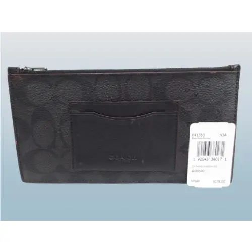 Coach Zip Phone Wallet Shadow Sig Black One Size Nwob