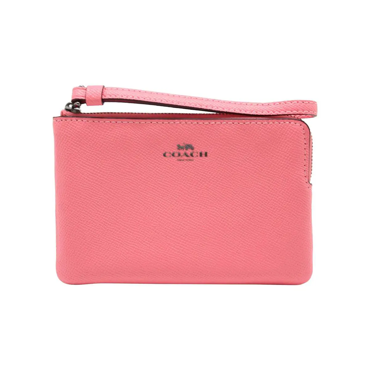Coach Crossgrain Leather Corner Zip Wristlet in Pink Lemonade - Pink Lemonade