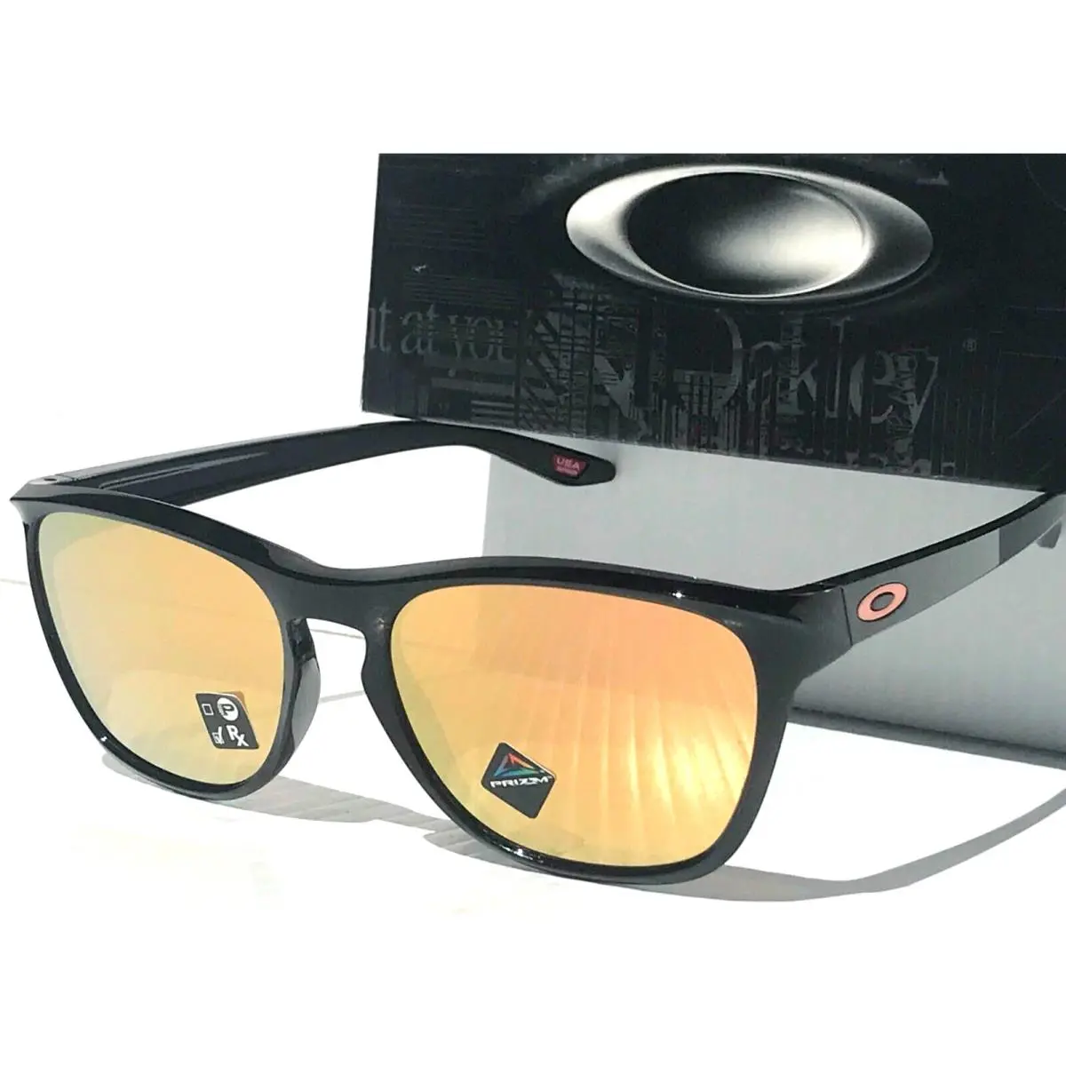Oakley Manorburn Shiny Black Prizm Rose Gold Lens Sunglass 9479-05