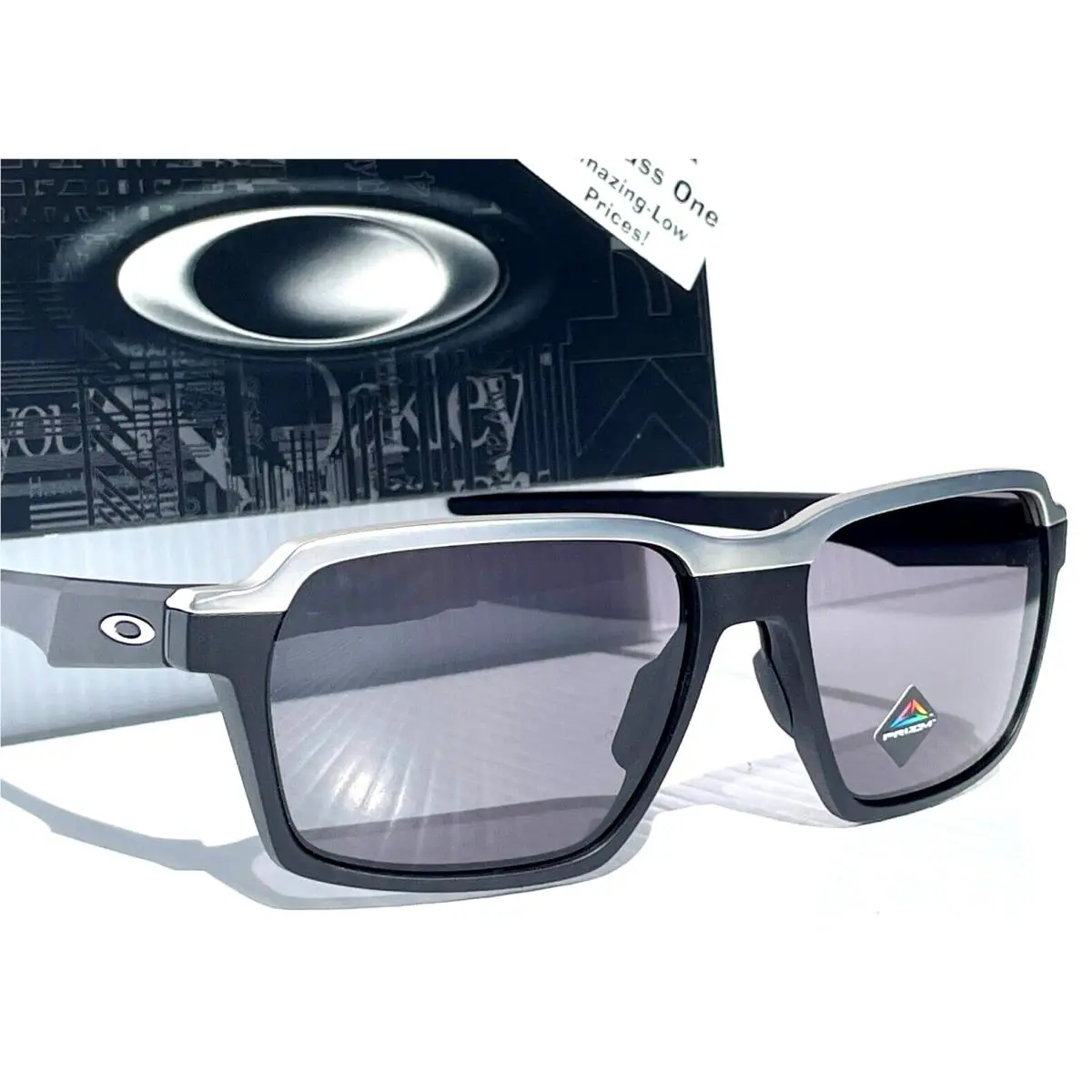 Oakley Parlay Matte Black Chrome Prizm Grey Lens Sunglass 4143-01