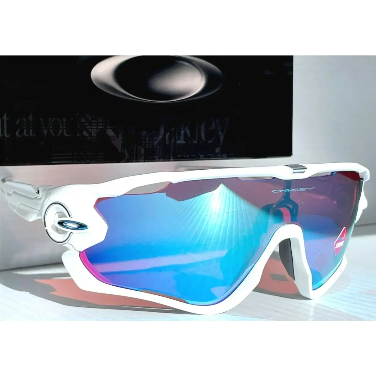 Oakley Jawbreaker White Shield Prizm Snow Sapphire Iridium Sunglass 9290-21