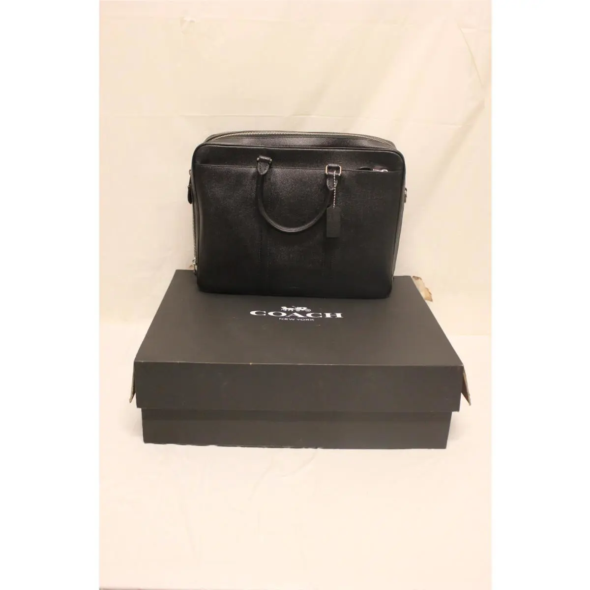 Metropolitan Souble Zip Leather Briefcase 25975 Black E6 by Coach