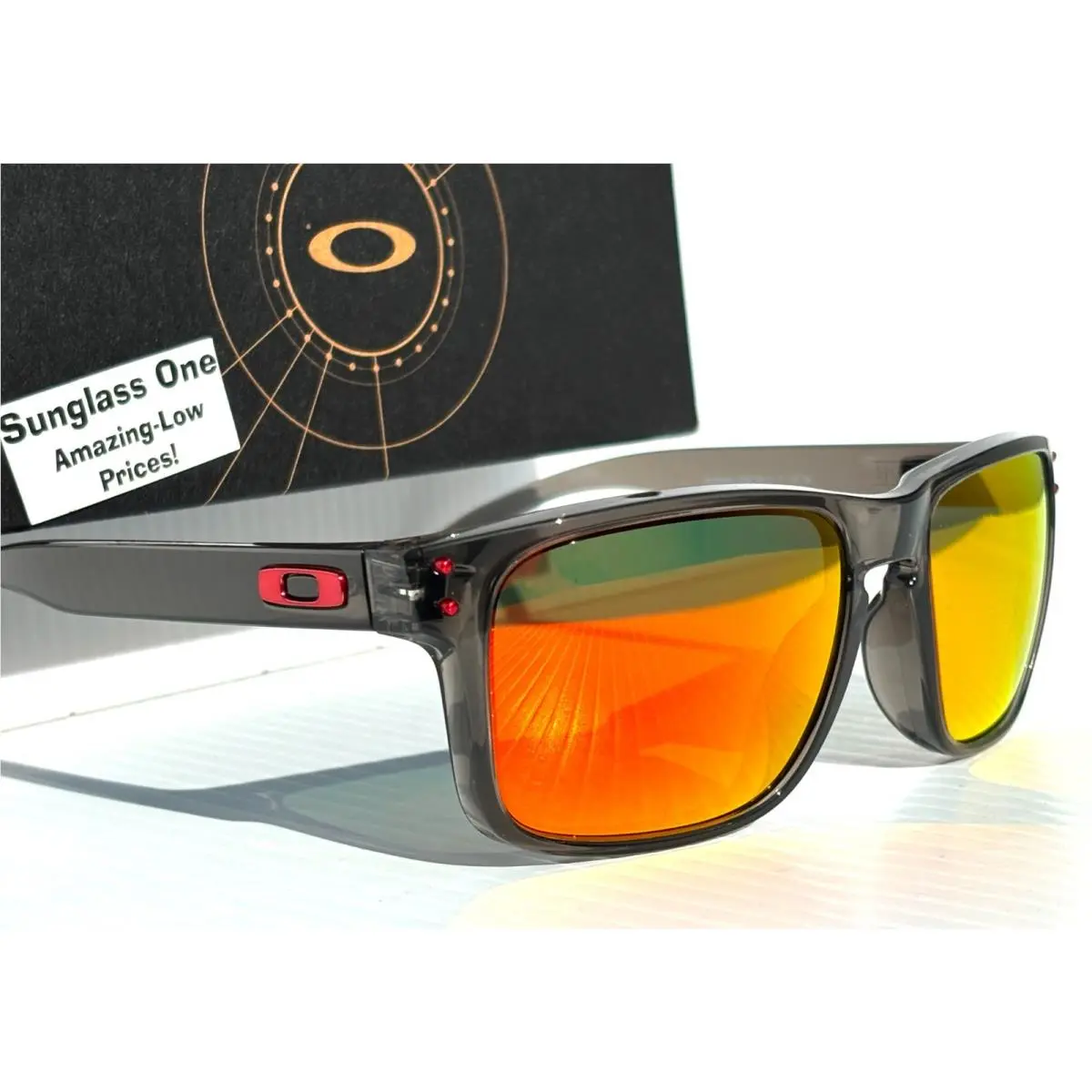 Oakley Holbrook Grey Smoke Polarized Galaxy Ruby Lens Sunglass 9244-28