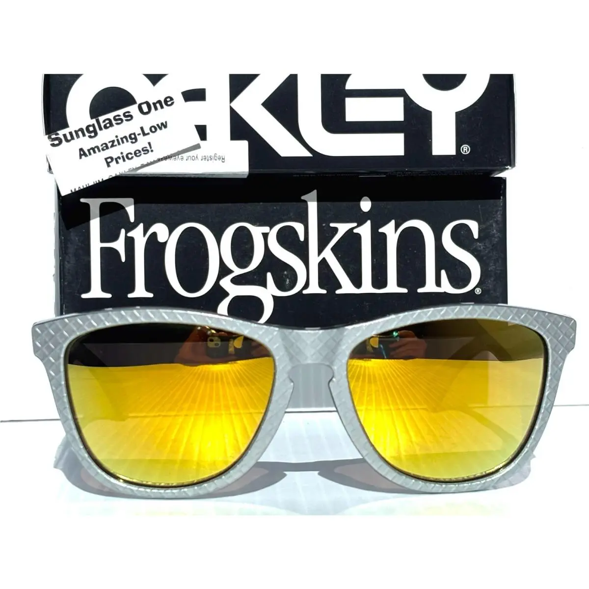 Frogskins Silver Checkbox Polarized Galaxy Gold Sunglass 9245-59 by Oakley