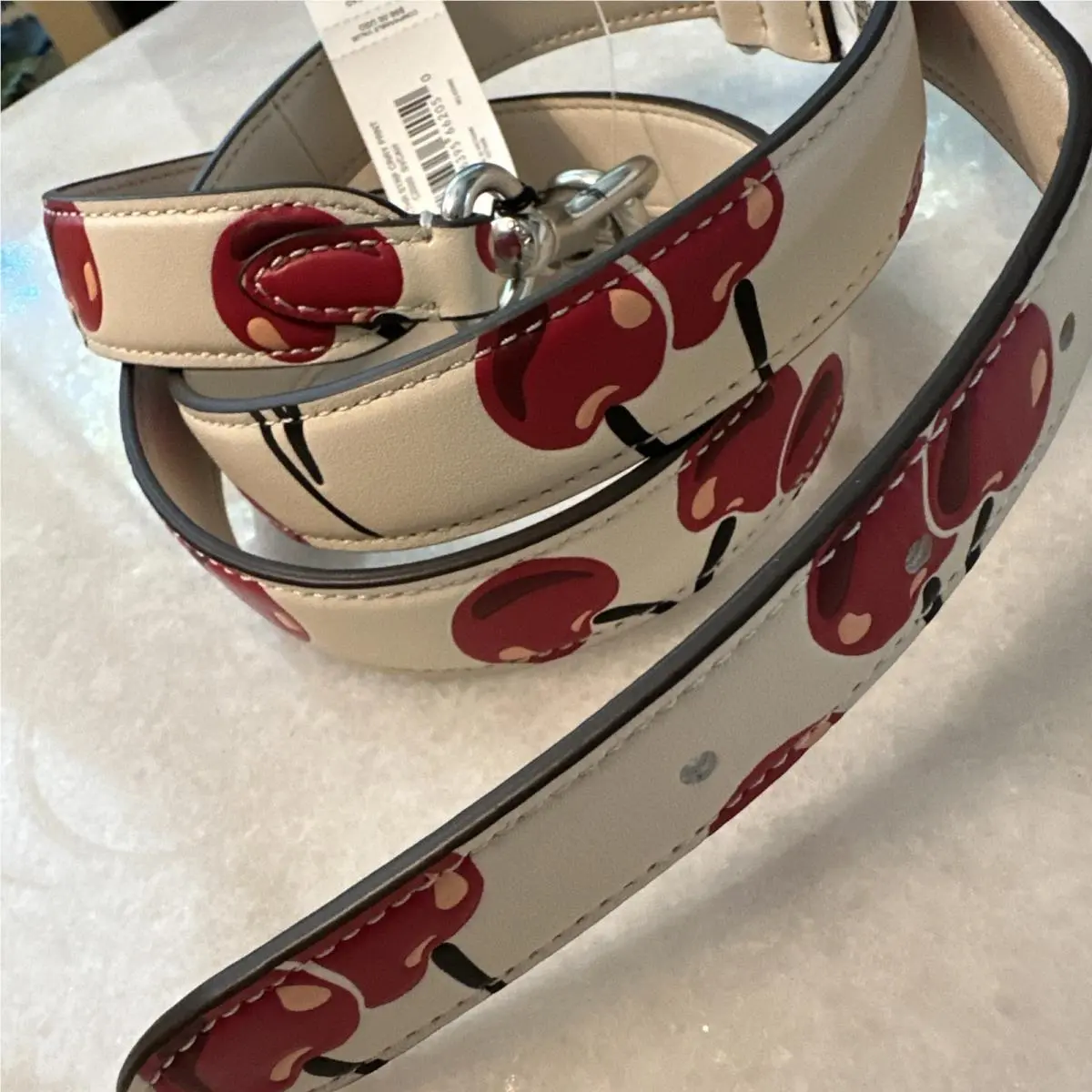 Coach Leather Strap Cherry Print Shoulder Strap with Outlet Tags
